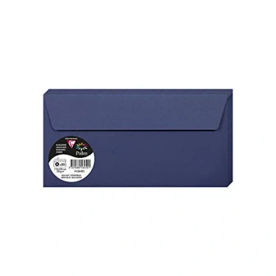 Abbildung von Clairefontaine 5645C Packung mit 20 Umschläge Pollen in Format DL, 110 x 220 mm, 120g, ideal für Einladungen und Korrespondenz, Königsblau, 1 Pack
