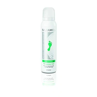 Abbildung von Sanamed Fuß Creme Schaum, Smaragd, Fußschaum bei trockener Haut, mit Urea, Nachtkerzenöl, Aloe Vera, 300ml, 300 ml