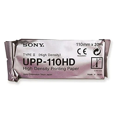 Abbildung von Sony UPP 110HD Ultrasound Paper, High Density S&amp;W Monochrome Print Support (Typ II), für Ultraschall und Dental Mikroskopieanwendungen, A6 Format, Größe 110 mm x 20 m, 10 Rollen