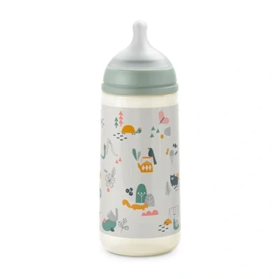 Abbildung von Suavinex, Fläschchen 360 ml, Flasche Mit symmetrischem Sauger SX Pro aus Silikon schnellem Durchfluss (L). Anti Colik Ventil. Ultradünnes, ultraweiches Silikon. Für Babys, ab 6 Monaten. Walk