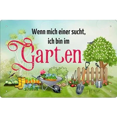 Abbildung von Geschenkeparadies 24 Blechschild Wenn Mich Einer sucht, ich Bin im Garten