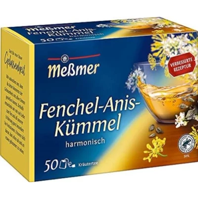 Abbildung von Meßmer Fenchel Anis Kümmel 50 Teebeutel Vegan Glutenfrei Laktosefrei
