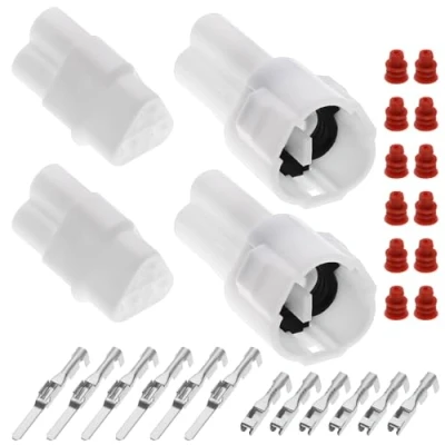 Abbildung von ECSiNG 2 Sets 3 poliges Motorrad Steckverbinder Set, kompatibel mit Sumitomo Stecker, Yamaha, Kawasaki, polig, männlich, weiblich, Automobilstecker