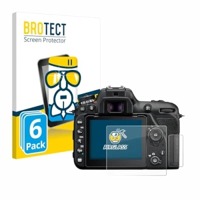 Abbildung von BROTECT Schutzglas für Nikon D7500 (6 Stück) Schutzfolie Panzer Folie Glas [Extrem Kratzfest 9H, Anti Fingerprint, Ultra Transparent]