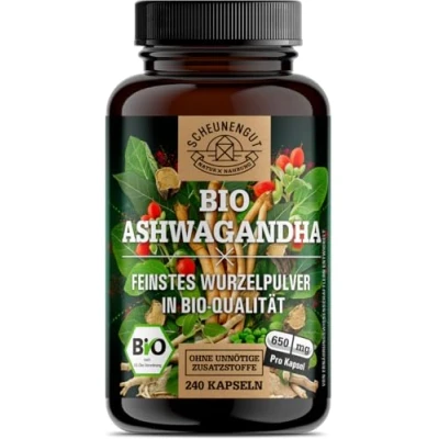 Abbildung von Bio Ashwagandha Wurzelpulver Hochdosiert mit 1950mg pro Tagesdosis 240 Kapseln