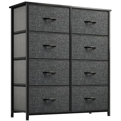 Abbildung von YITAHOME Kommode mit Schubladen, Schrank 8 Schubladen aus Stoff, Aufbewahrungskommode Industrial Stil für Schlafzimmer, Wohnzimmer, Kinderzimmer, Flur, Aufbewahrungsschrank (Schwarzgrau)