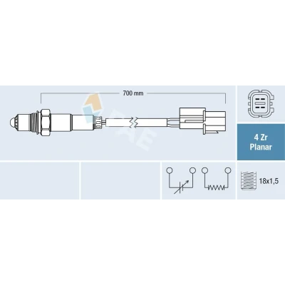 Abbildung von FAE 77689 Lambdasonde HYUNDAI: i20 II Schrägheck, I i30 KIA: RIO 3, cee‘d Sportswagon, Schrägheck