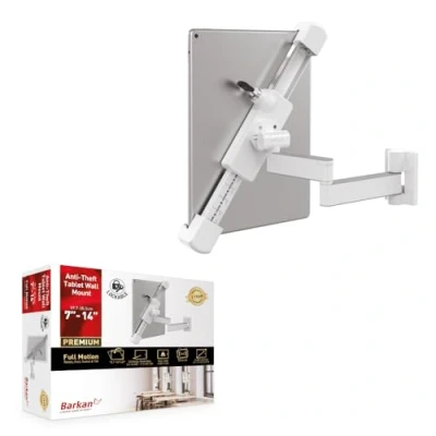 Abbildung von Barkan Lockable Tablet Mount Holder for 8.7 12 inch Devices, Anti Theft, Full Motion Articulating, 360 Degree Rotation, fits Apple iPad/Air/Mini, Samsung Galaxy