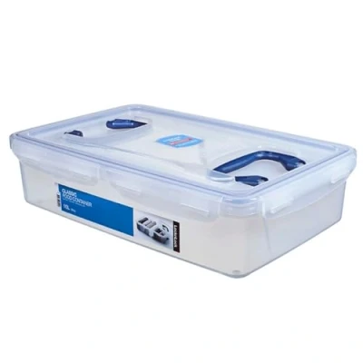 Abbildung von LocknLock PP CLASSIC Aufbewahrungsbox mit Deckel und Griffen 10 L, 456 x 300 110 mm 100 % Luftdicht halbtransparenter Vorratsbehälter für Haushaltsgegenstände