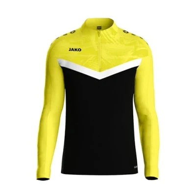 Abbildung von JAKO Ziptop Kinder Unisex Iconic Gr. 164 Schwarz/Soft Yellow Atmungsaktives Sport Sweatshirt für mit Keep Dry Funktion und wärmender, weicher Fleece Innenseite