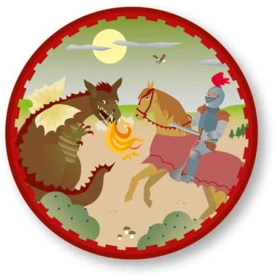 Abbildung von Tortenaufleger * DRACHE &amp; RITTER aus Esspapier als Kuchen und Tortendeko Ø20cm, Deko für Kindergeburtstag Kinderparty Knight Dragon