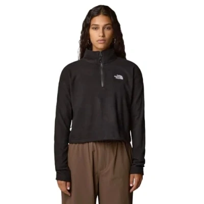 Abbildung von The North Face Glacier Cropped ¼ ZIP Fleecepullover, Damen, Größe: Small, Tnf black