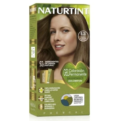 Abbildung von NATURTINT Biobasierte, ammoniakfreie Coloration, 6.31 intensives Mandelbraun, 100% Grauabdeckung, pflanzliche Inhaltsstoffe, natürliche und langanhaltende Farbe