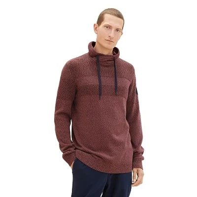 Abbildung von TOM TAILOR Herren 1038247 Strick Snood aus Baumwolle, 32740 navy red orange Blue Mouline, M
