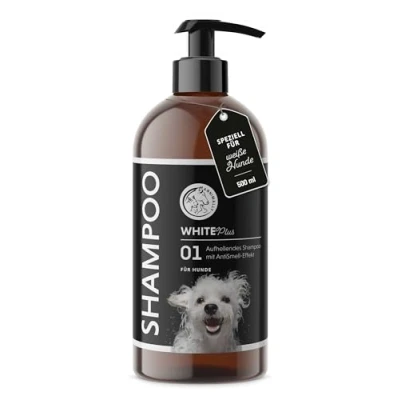 Abbildung von Annimally White Plus Shampoo Natürliches Hundeshampoo für weißes Fell mit Kokosöl &amp; Zuckertensid, geruchs und ph neutral, ohne Bleichmittel Parfüm 500 ml