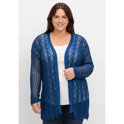 Abbildung von Sheego Strickjacke, Damen, Größe: 44/46, Blaubeere