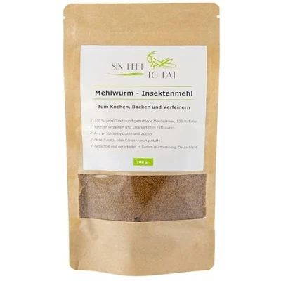 Abbildung von Insekten Protein Mehl 100g getrocknete und gemahlene Mehlwürmer Insektenmehl für den menschlichen Verzehr Zum Kochen, Backen Verfeinern Ohne Zusatz oder Konservierungsstoffe