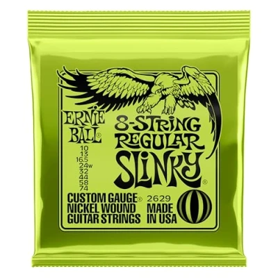 Abbildung von Ernie Ball Regular Slinky 8 Saiter Nickel Wound E Gitarrensaiten, Stärke 10 74