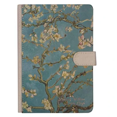 Abbildung von Luxuriöses kleines blaues Notizbuch mit einer schönen Zeichnung von Vincent van Gogh auf der Vorder und Rückseite. Ein im Format A5 hochwertigen, dicken, cremefarbenen Seiten