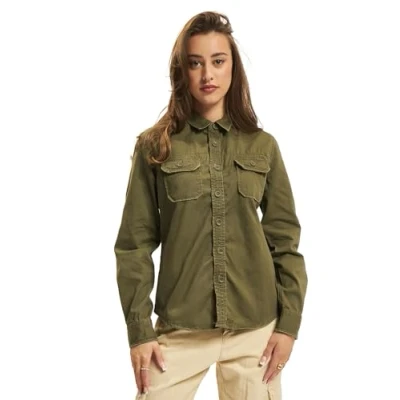 Abbildung von Brandit Vintageshirt Longsleeve Hemdbluse, Damen, Größe: Medium, Olive