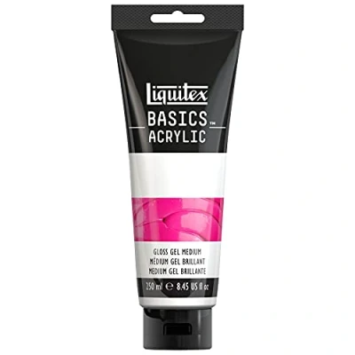 Abbildung von Liquitex 1041010 Basics Acrylfarbe Glanz Gel Medium für Acrylfarben, erhöht den und das Farbvolumen, verlangsamt die Trocknung verbessert Transparenz von Acrylfarben 250ml Tube