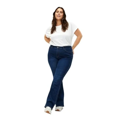 Abbildung von Zizzi HIGH Waisted Ellen Jeans Bootcut, Damen, Größe: 44x32, Dark blue