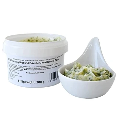 Abbildung von Hobbybäcker Topping für Brot und Brötchen mediterrane Paste (200 g), zum Verfeinern von Backkreationen, mit Knoblauch &amp; italienischen Kräutern