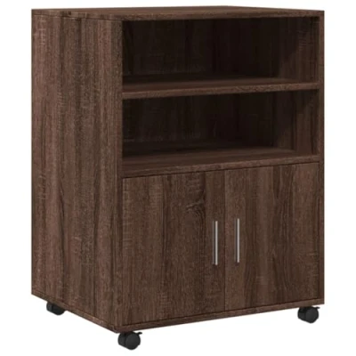 Abbildung von vidaXL Rollschrank, Büroschrank mit Stauraum, Aktenschrank für Wohnzimmer Büro, Bürocontainer Schrank Rollcontainer, Braun Eichen Optik Holzwerkstoff