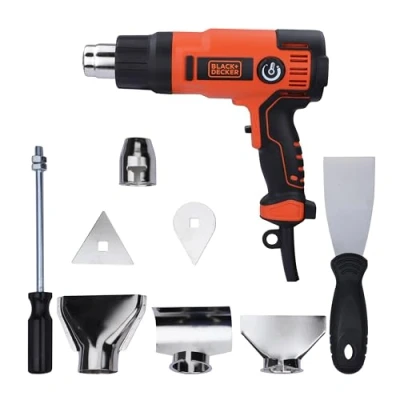 Abbildung von Black &amp; Decker KX2200K QS, Heißluftpistole, Pistolengriff, Schwarz, Orange, 720 l/min, 645 C, 360 l/min