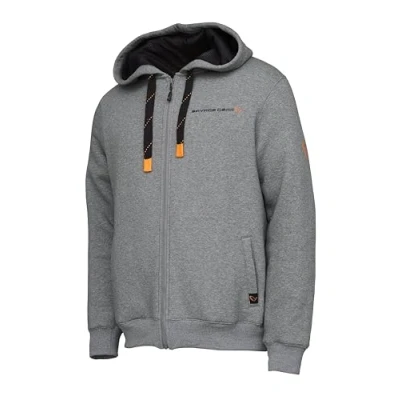 Abbildung von Savage Gear Classic Kapuzenpullover mit Reißverschluss Grau Melange Größe M Angelpullover