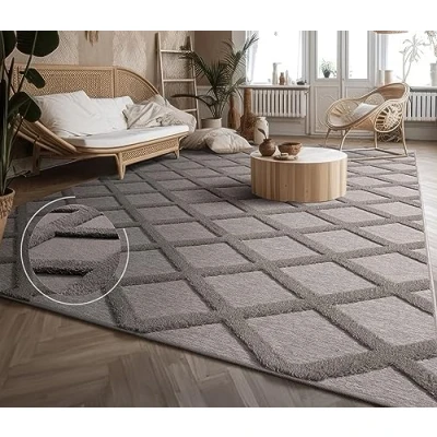 Abbildung von Paco Home Teppich Wohnzimmer Schlafzimmer Kurzflor Modernes Skandinavisches Muster Rauten Motiv Flauschig 3D Grau Anthrazit, Grösse:120x160 cm, Farbe:Anthrazit