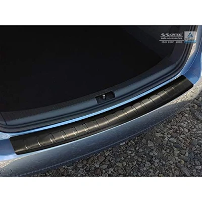 Abbildung von Avisa Schwarz Edelstahl Heckstoßstangenschutz kompatibel mit Volkswagen Touran II 2010 2015 &#039;Ribs&#039;