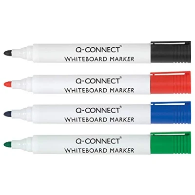 Abbildung von Whiteboard Marker Q connect blau, rot, schwarz, grün Rundspitze 2 3 mm, 4 Stück/Packung