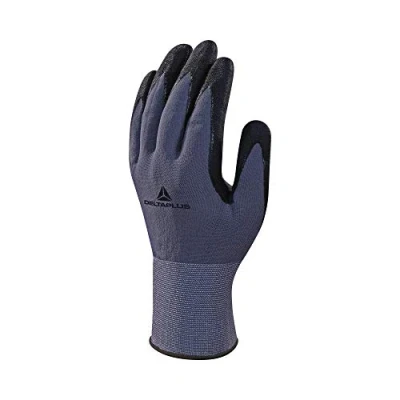Abbildung von Delta Plus VE726NO11 Polyamid Spandex Feinstrickhandschuh, Handfläche Nitril/PU, Grau/Schwarz, Größe 11