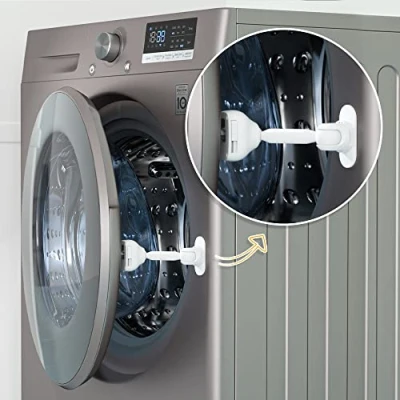 Abbildung von SAFELON 2 Stück Kindersichere Front Load Washer Türprop, Baby Sicherheit Waschmaschine Schloss, &amp; Trockner Türhalter (Weiß)
