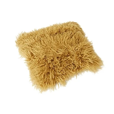Abbildung von Reissner Lammfelle Tibet Lammfell Kissenbezug langflorig 30x30cm JAY18 Farbe Ocker/Gold