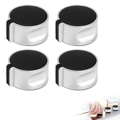 Abbildung von Zhioudz 4 Stücke Metall Drehknopf Set Universal Silber Gas Herd Steuer Gasherd Knöpfe Adapter Ofen Schalter Kochen Fläche Sperrenv Durchmesser: 8mm / 0,3inch