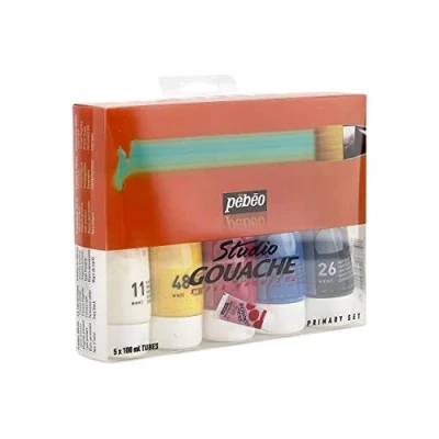 Abbildung von Pebeo 230300 Gouache Studio Primärset 5 x 100 ml