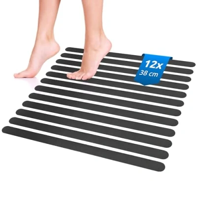 Abbildung von ECENCE Antirutsch Aufkleber 12x Schwarz Anti Rutsch Streifen Dusche, 12 tlg.