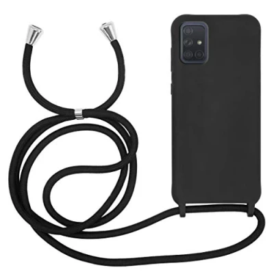 Abbildung von MyGadget Handykette für Samsung Galaxy A71 [ Hülle mit verstellbaren Band ] TPU Handyhülle Handyband zum Umhängen Kordel Schnur Case Schutzhülle Schwarz