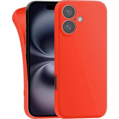 Abbildung von MyGadget Hülle kompatibel mit iPhone 16 robuste Handyhülle TPU Case Slim Silikonhülle Back Cover Kratzfest Schutzhülle Matt Orange
