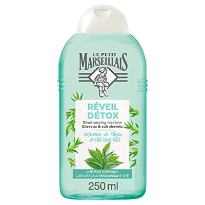 Abbildung von Le Petit Marseillais, Detox Shampoo Frische Infusion von Bio Grüntee (250 ml Flasche), silikonfreies für alle Haartypen 98% Inhaltsstoffe natürlichen Ursprungs