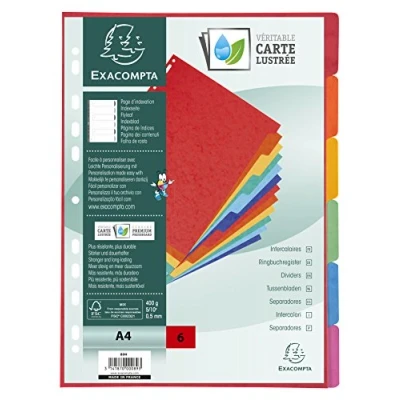Abbildung von Exacompta 89H Premium Register Nature Future für DIN A4 aus extra starkem Colorspankarton 6 teilig volle Höhe 21 x 29,7 cm vollfarbig Farben mit Indexseite zum selbstgestalten Trennblätter