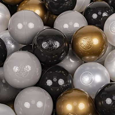 Abbildung von KiddyMoon 700 ∅ 7Cm Kinder Bälle Spielbälle Für Bällebad Baby Plastikbälle Made In EU, Schwarz/Perle/Golden/Grau
