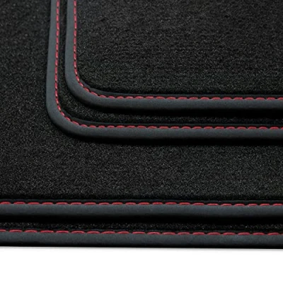 Abbildung von teileplus24 HQ 119 Fußmatten kompatibel mit Audi A6 4G C7 Deluxe Velours, Naht:Rot