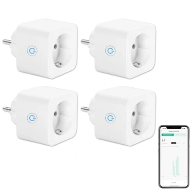 Abbildung von ANTELA WLAN Smart Steckdose 16A Stromverbrauch Messen kompatibel mit Alexa/Google Home, Kinderschutz, Life APP, 2,4GHz, 3680W, 4PCs