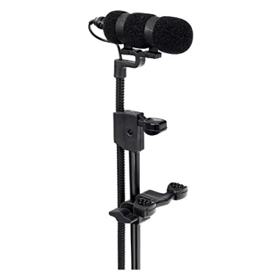 Abbildung von Pronomic SET MCM 100G Clipmikrofon mit Halter (Kondensator Mikrofon, Schwanenhals, für Gitarre, Akustikbass, Ukulele u.ä., Phantomspeisung, XLR Adapter, Case) schwarz
