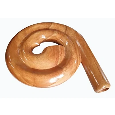 Abbildung von Wogeka Schönes rundes Didgeridoo Schnitzerei aus Holz als Geschenk Idee zu Geburtstag Weihnachten zur Wand Dekoration Musik Instrument Handarbeit (natur)