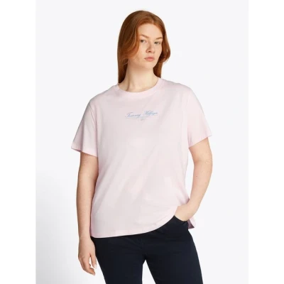 Abbildung von Tommy Hilfiger Curve Script TEE Tshirt print, Damen, Größe: 50, Light pink