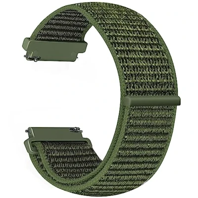 Abbildung von Vodtian 20mm Nylon Armband Kompatibel mit Samsung Galaxy Watch 7/6/5/4/FE 40mm 44mm/Galaxy 5 Pro 45mm/Watch 6 Classic/Watch 4 Classic/Active 2/Garmin vivoactive 5, Uhrenarmband für Damen Herren